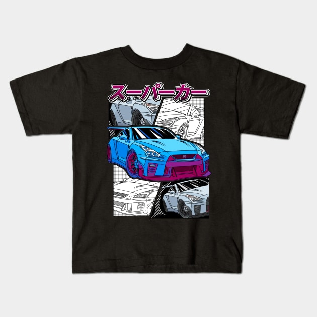 JDM GT-R Nippon Street Racing Car Kids T-Shirt by Guyvit